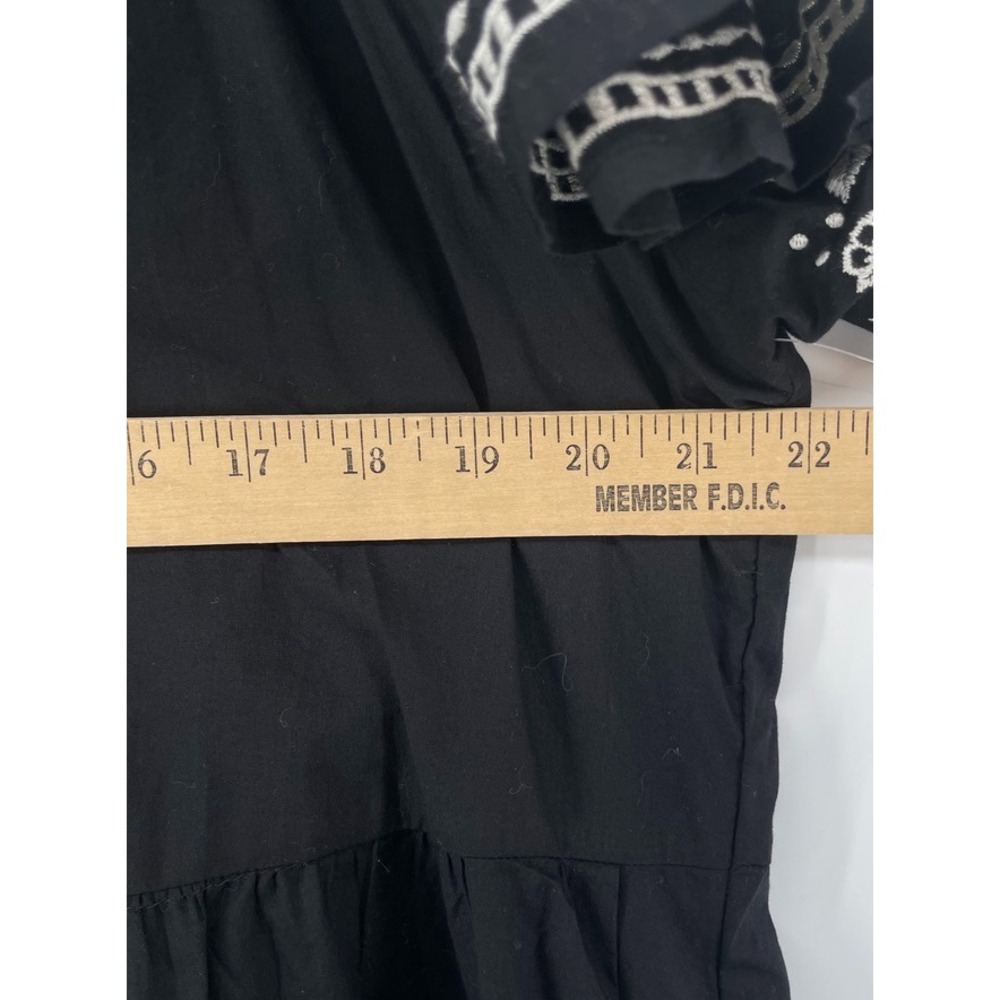 Old Navy Women L Black Embroidered Floral Mini Swing Dress Boho Peasant Festival - Picture 4 of 11